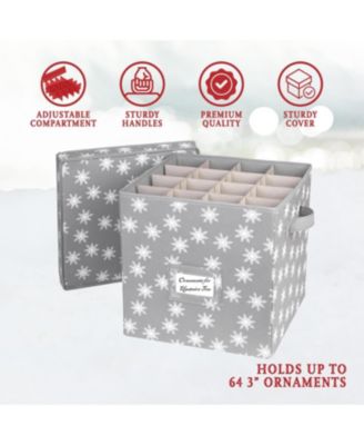 Christmas Ornament Storage Box with Lid - Store and Protect up to 64 Holiday Ornaments