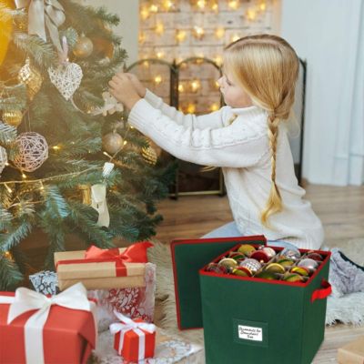 Christmas Ornament Storage Box with Lid - Store and Protect up to 64 Holiday Ornaments