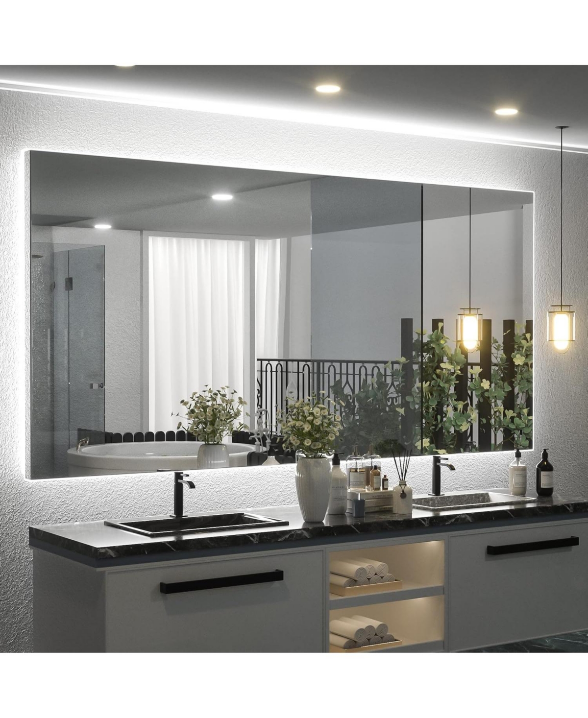 Led Backlit Frameless Lighted Bathroom Wall Mirror Vanity Mirror Brightness Adjust - Silver