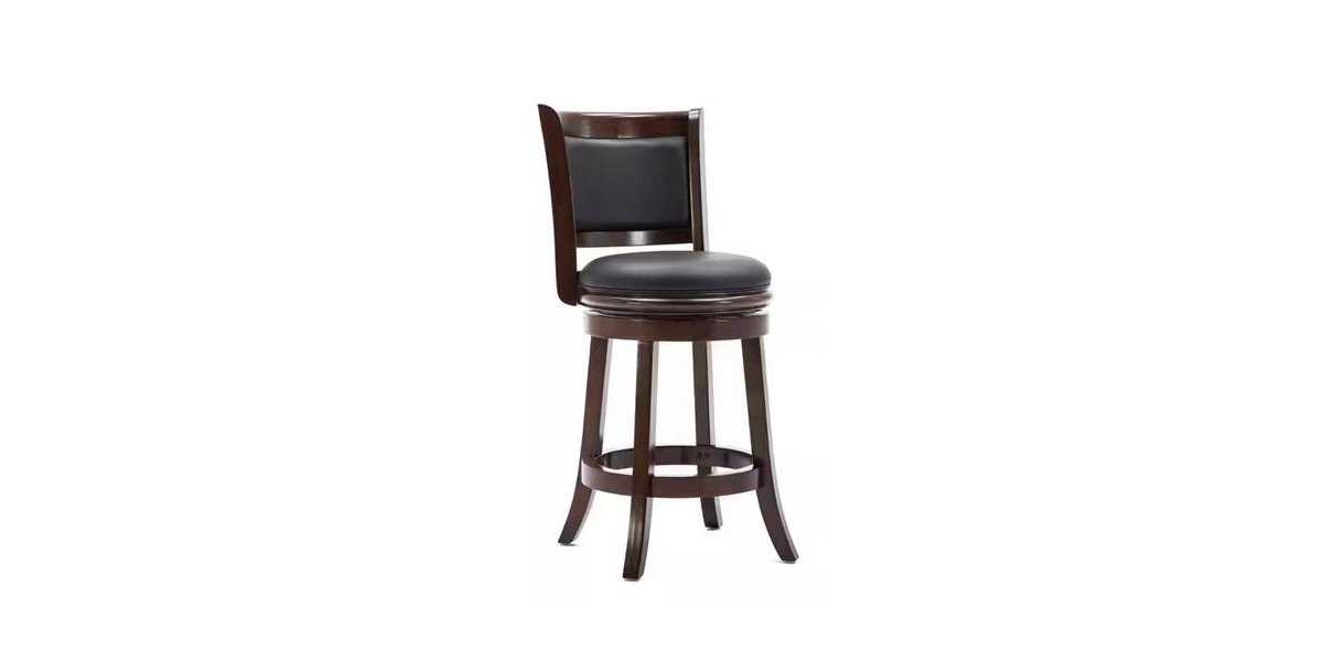 Slickblue Counter Height Bar Stool with Wood Finish and Padded Swivel Seat