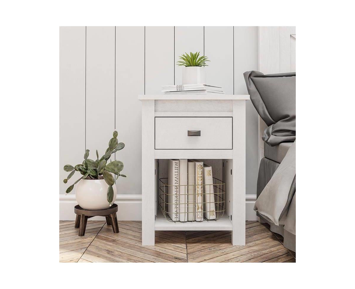 Slickblue Farmhouse 1-Drawer Bedroom Nightstand for Rustic Charm and Practical Storage
