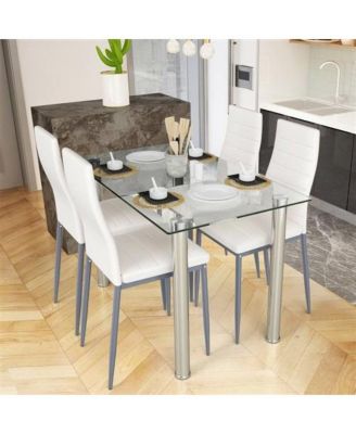Modern 5-Piece Dining Set with Table and Chairs for Contemporary Dining Rooms