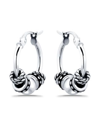 Oxidized Beads Round Click Top Hoop Earrings