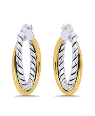 Oxidized Polish Tubing Click Top Hoop Earrings