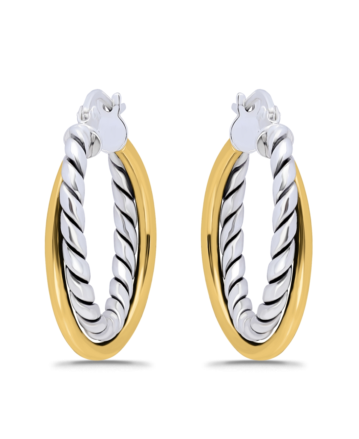 Macy's Oxidized Polish Tubing Click Top Hoop Earrings In Gold