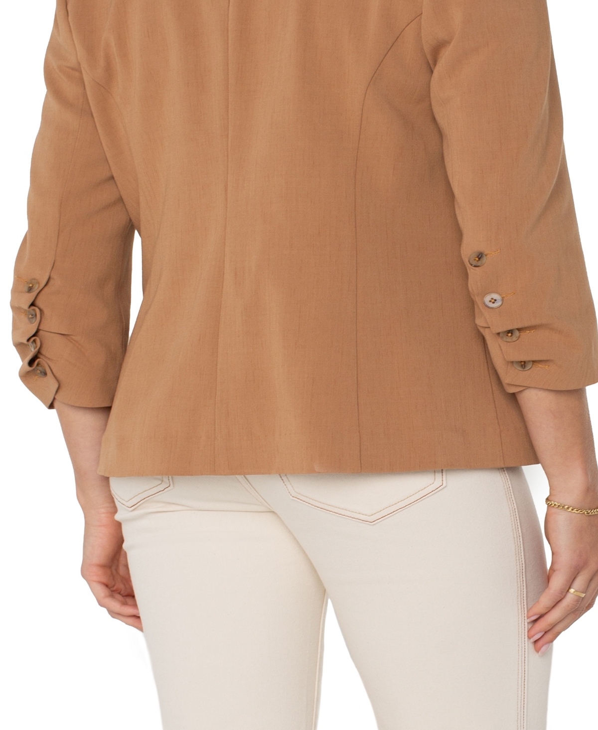 Shop Liverpool Los Angeles Women's Fitted Blazer With Ruched Sleeves In Portobello