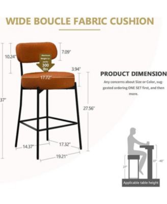 Bar Stools Set of 3, 27 Inches Counter Height Kitchen Bar Stools with Back, Modern Metal Tall Bar Stools for Kitchen Island