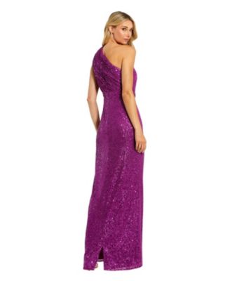 Women's Sequined Ruched One Shoulder Gown
