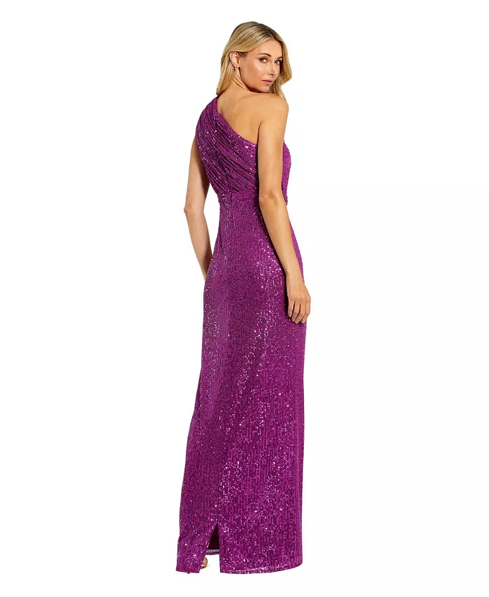 Women's Sequined Ruched One Shoulder Gown - thumbnail 2