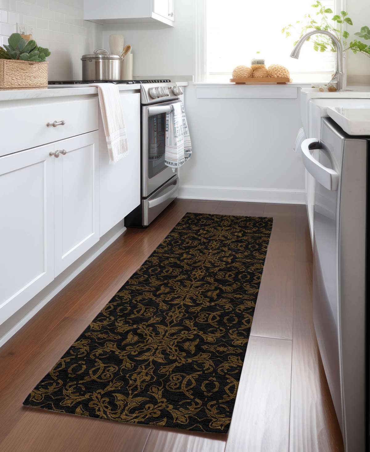 Addison Chantille Machine Washable Acn785 2'3''x7'6'' Runner Area Rug In Brown