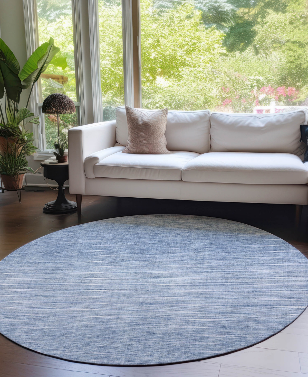 Addison Chantille Acn800 8'x8' Round Area Rug In Denim