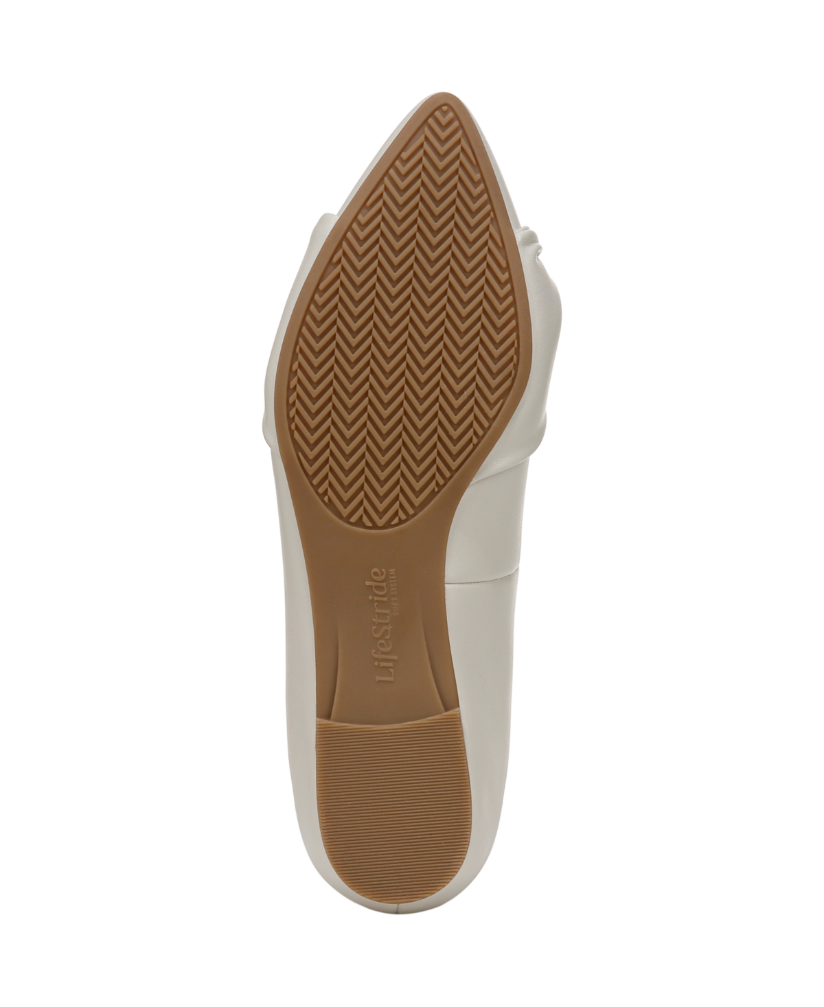 Shop Lifestride Women's Palm Pointed Toe Ballerina Flats In Bone Faux Leather