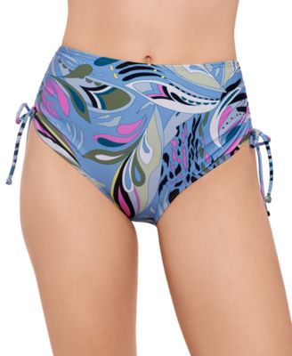 Salt + Cove - Juniors' Printed Shirred High-Waist Bikini Bottoms, Exclusively at Macy's
