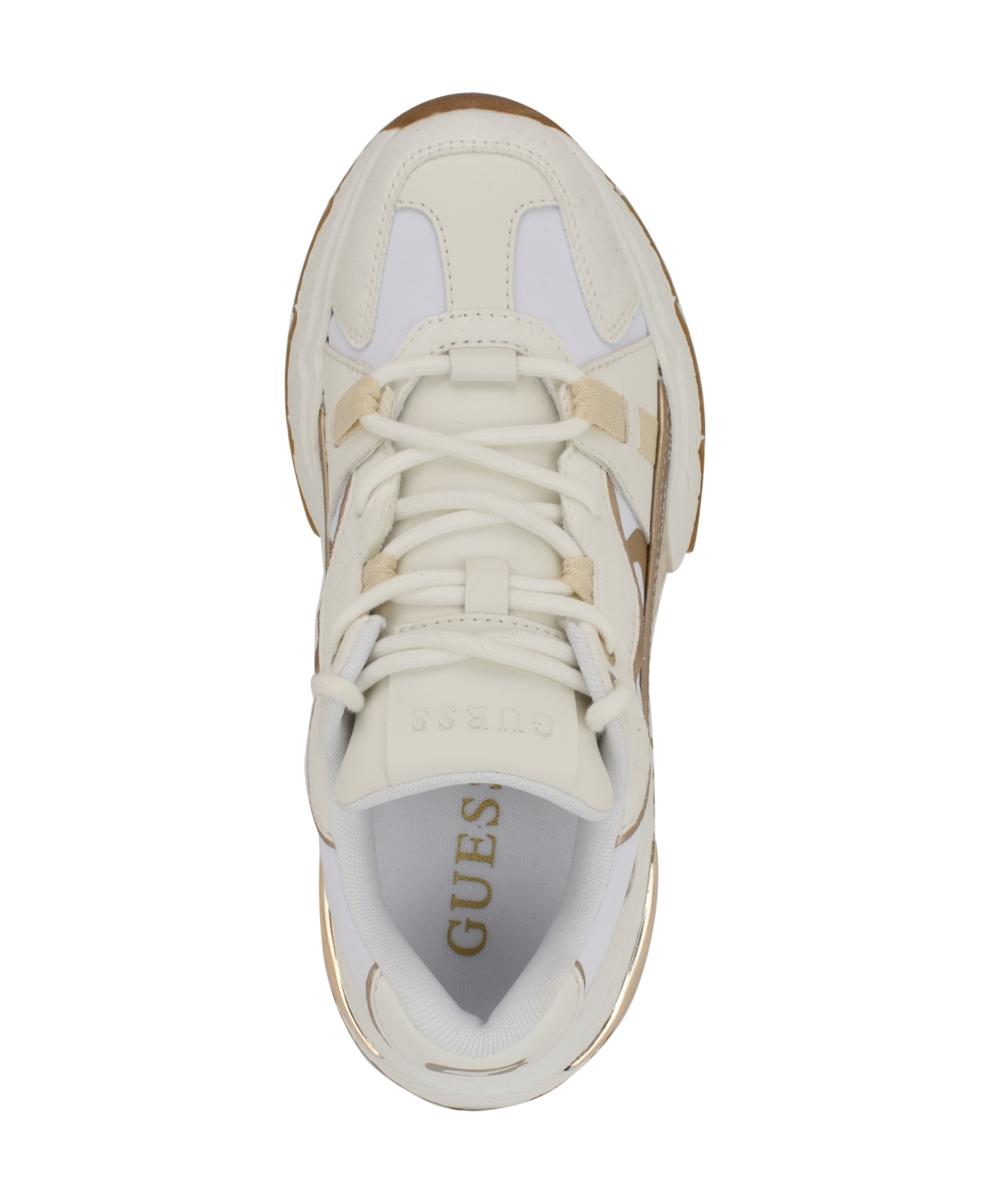 Guess Carrli Sneakers In White,gold Multi