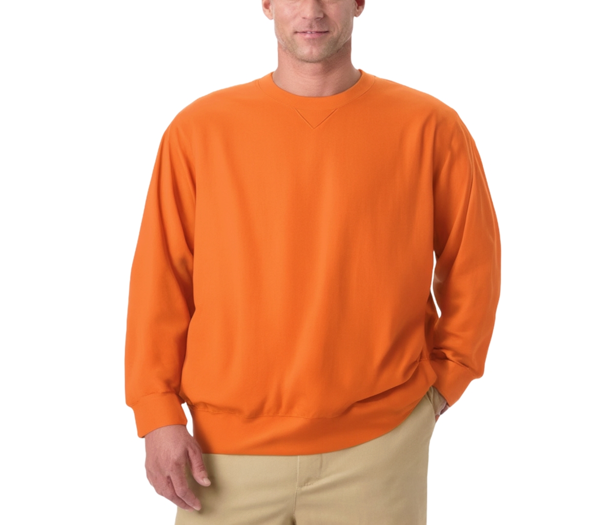 KingSize Tall Ultra-Light Comfort Fleece Crewneck Sweatshirt - Bright orange