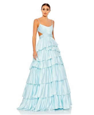 Women's Ruffle Tiered Cut Out Sleeveless Ballgown