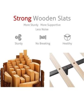 Modern Faux Leather Upholstered Platform Bed Frame with Headboard