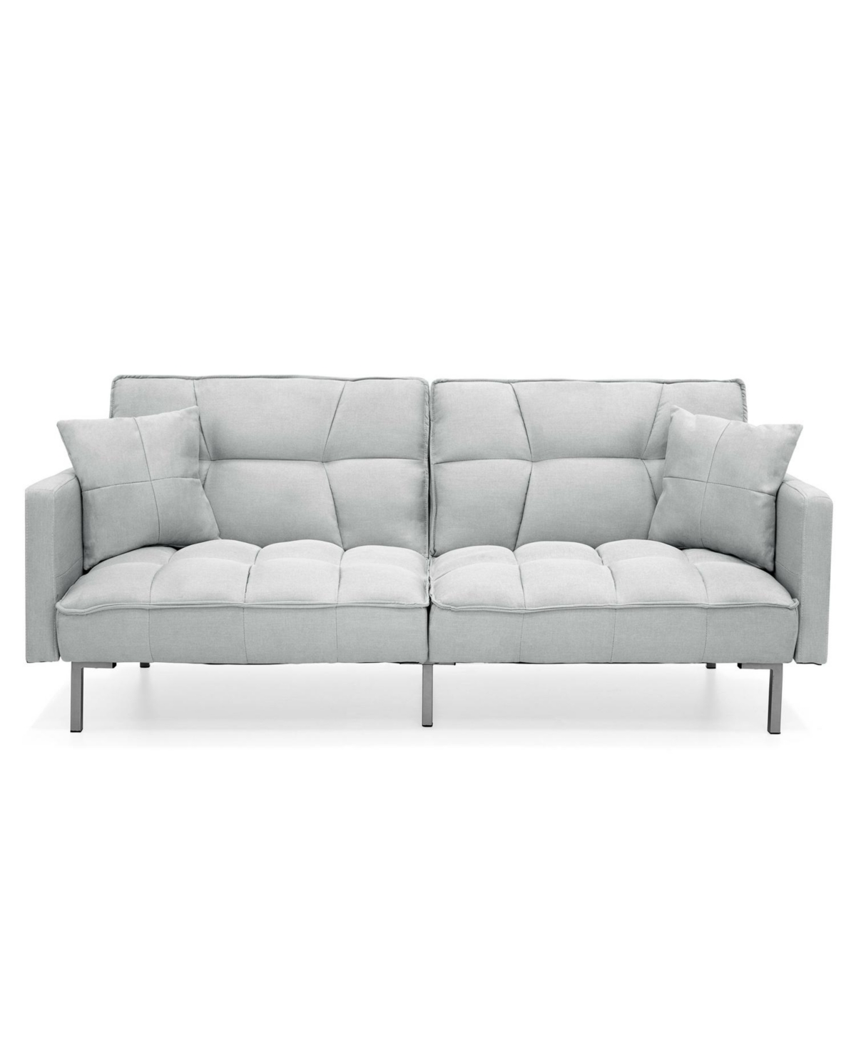 Slickblue Split-Back Convertible Futon Sofa - Linen Tufted Design for Small Spaces