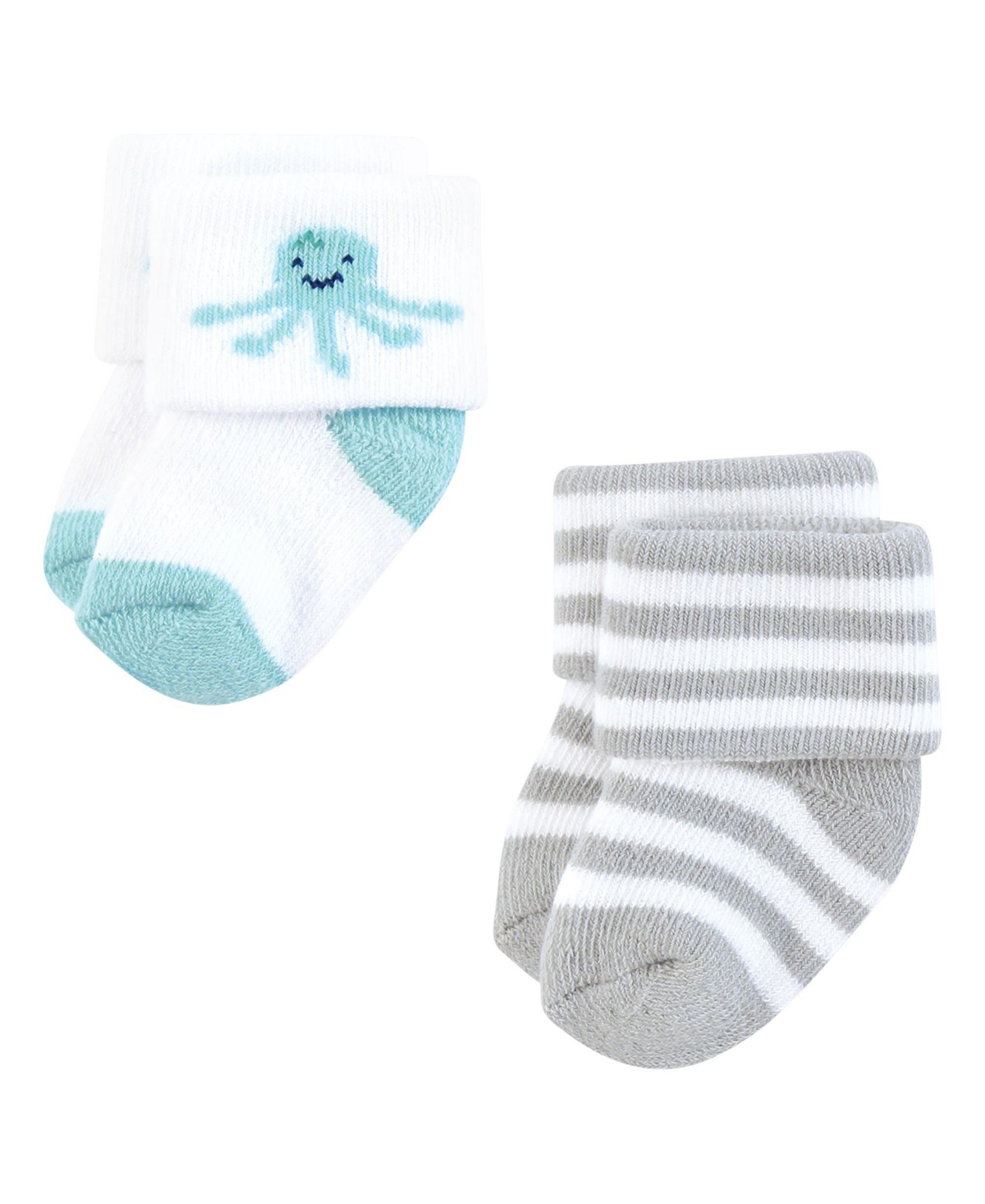 Hudson Baby Baby Boys Hudson Cotton Rich Newborn and Terry Socks, 0-6 Months - Sea characters