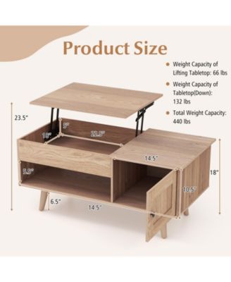 Lift Top Table with Storage and Hidden Compartment