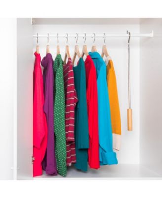 Closet Reacher Pole with Hook and Wooden Handle. Adjustable 2.75 to 5 Feet