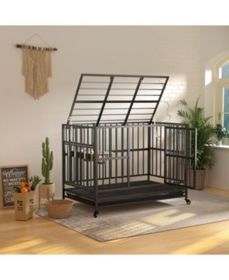 Heavy Duty Dog Crate with Stainless Steel Bowls