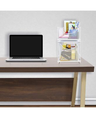 2-Tier Sliding Mesh Basket Drawers - White