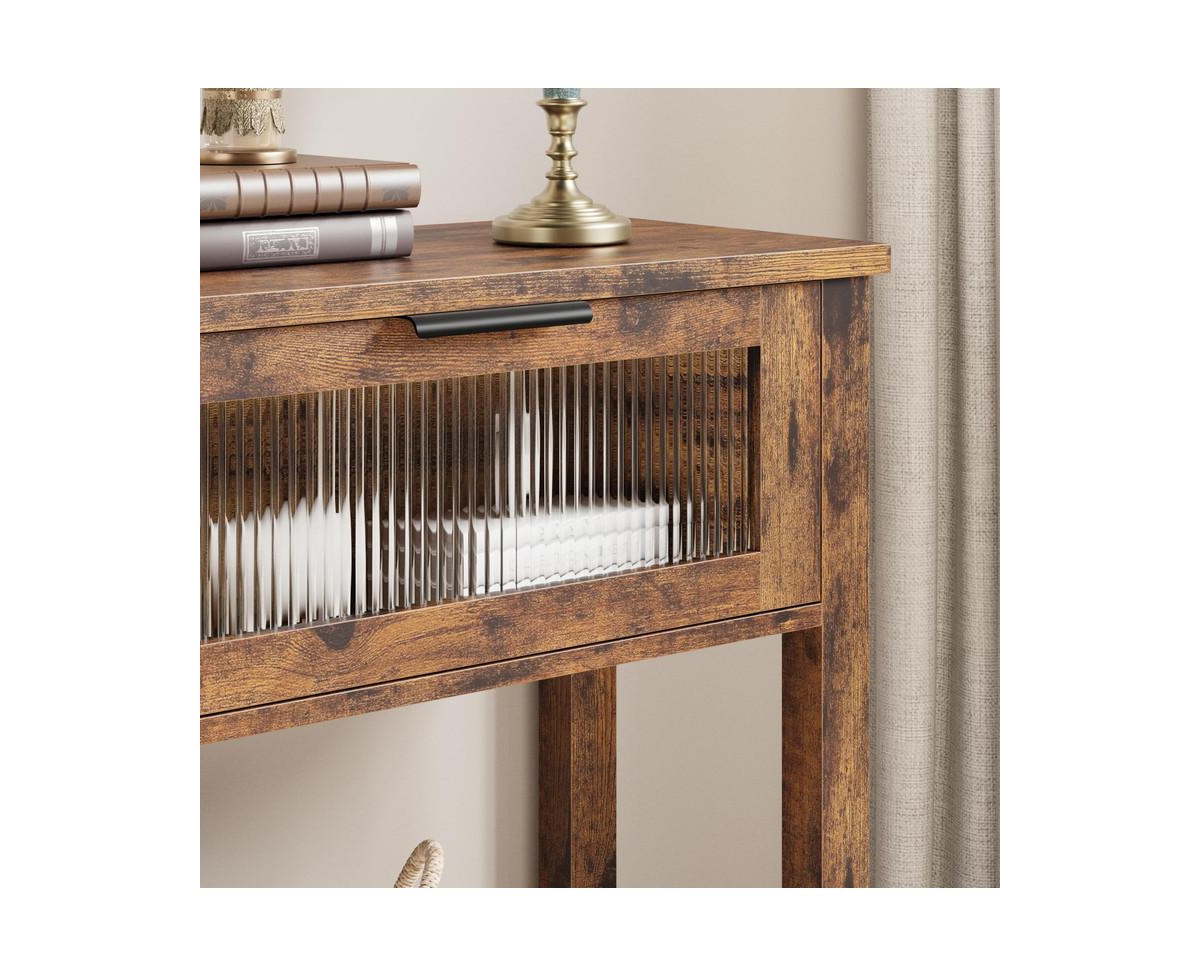 gaomon Entryway Table, Tier Console Table with Storage, Wood Sofa Table with Glass Drawers for Entry Way, Hallway,Living Room