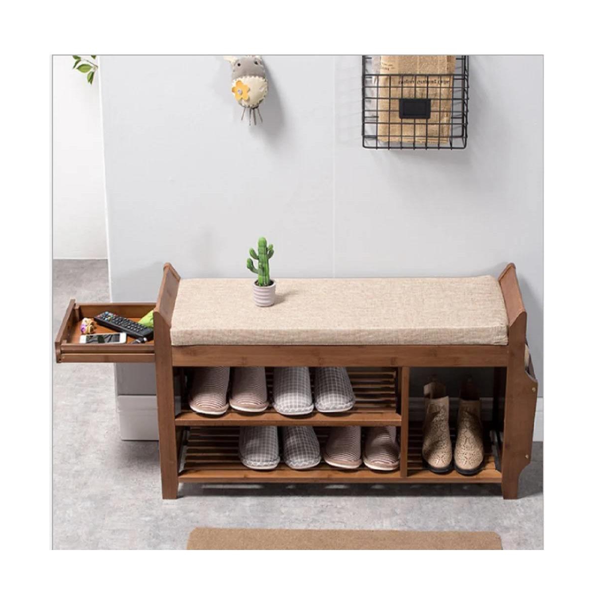 Slickblue Entryway Shoe Rack Storage Bench - Multi-Function Seat and Organizer for Hallway
