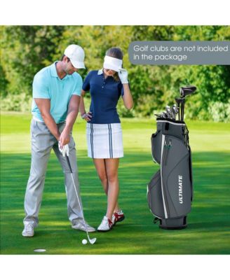 14 Dividers Golf Cart Bag w/ 7 Zippered Pocket Cooler Bag Rain Hood Valuable Bag