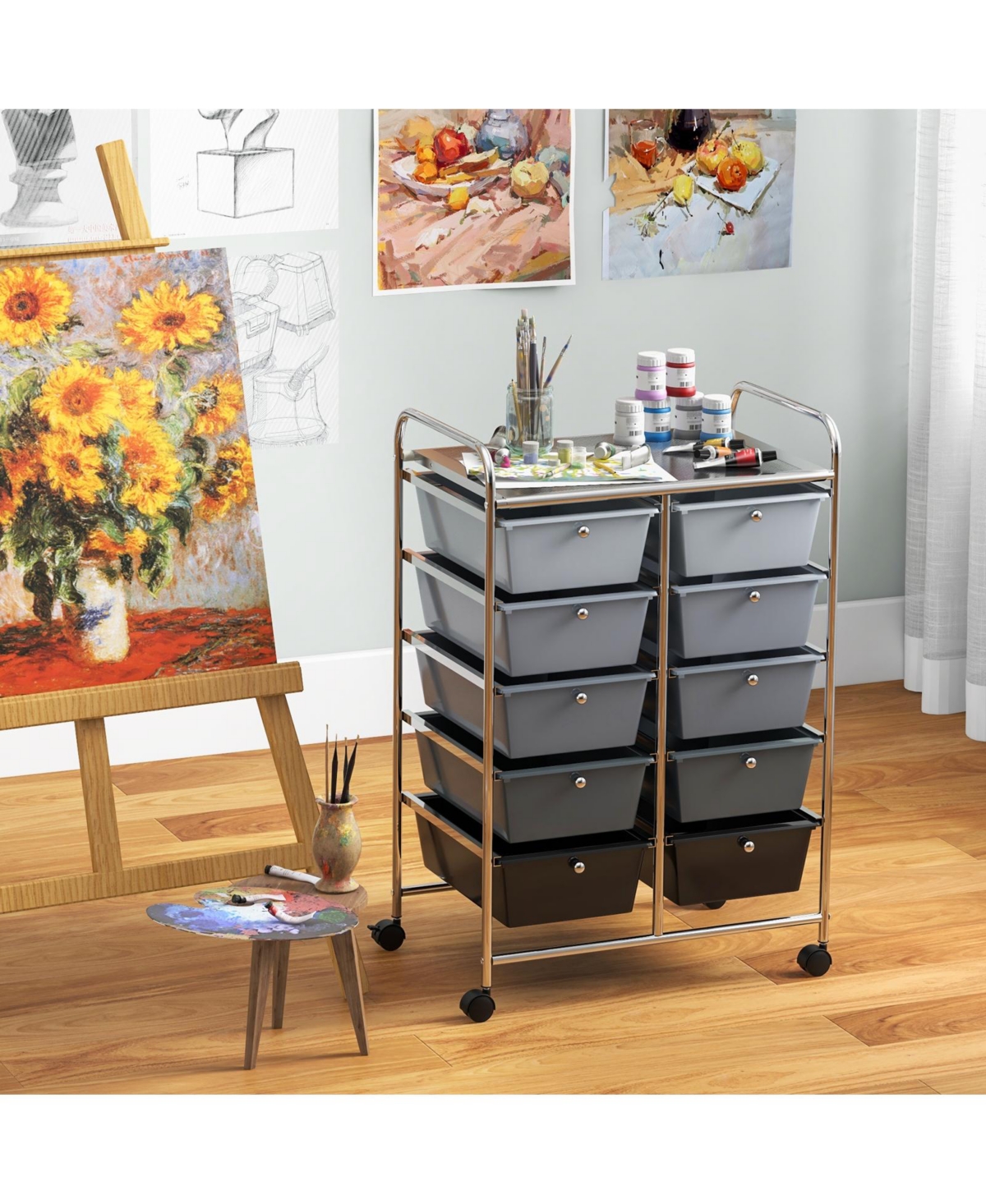 Gouun 10-Drawer Rolling Storage Cart