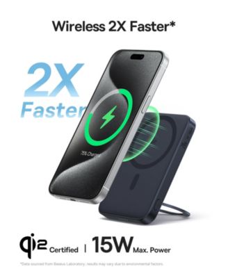 Qi2 Magnetic Power Bank 20W MagSafe Portable Charger 5000mAh Bracket Battery Pack with 360°Rotatable Ring Stand PicoGo