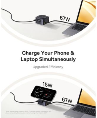 Magnetic Charging Station Qi2 67W  2-in-1 Faster Charger Stand  Wireless with Retractable Cable for iPhone 17/16/15