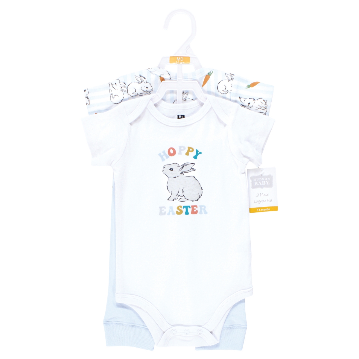 Hudson Baby Baby Boys Hudson Unisex Cotton Bodysuit and Pant Set, 9-12 Months - Hoppy easter