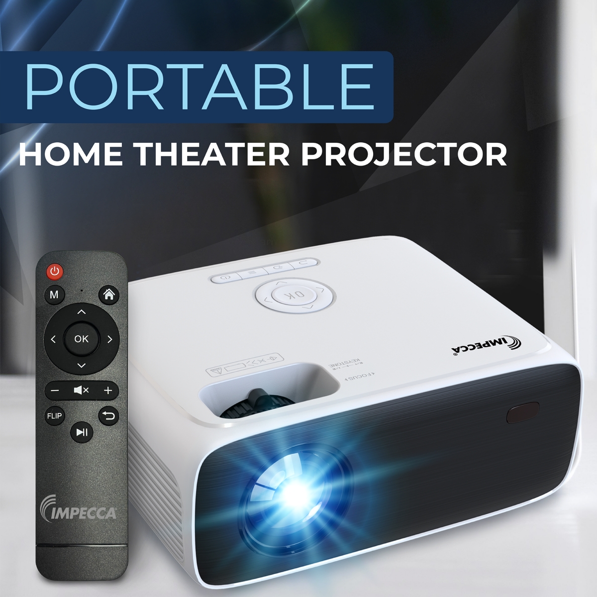 Impecca 200 Ansi Lumens Home Theater Projector, 720P, up to 180”+Protective Case