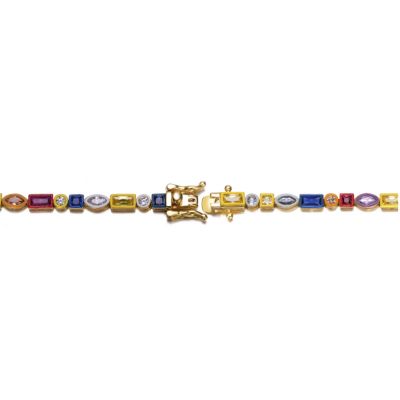 14K Gold Plated Multi-Color Varied-Shape Tennis Bracelet
