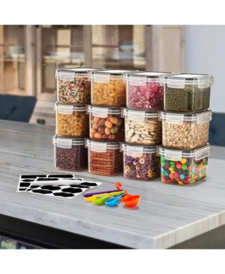 12 Pack (0.8L/27.05 Oz) Airtight Food Storage Containers with Locking Lids, Measuring Spoons & Labels