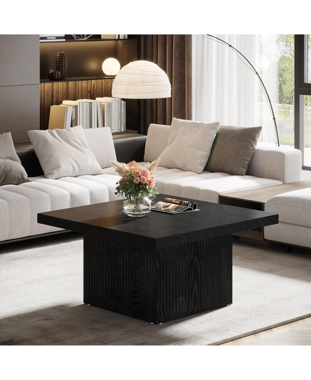 Tribesigns Square Coffee Table, 31.5-Inch Engineered Wood Vintage Brown Center Large Mid-Century Modern Cocktail Table