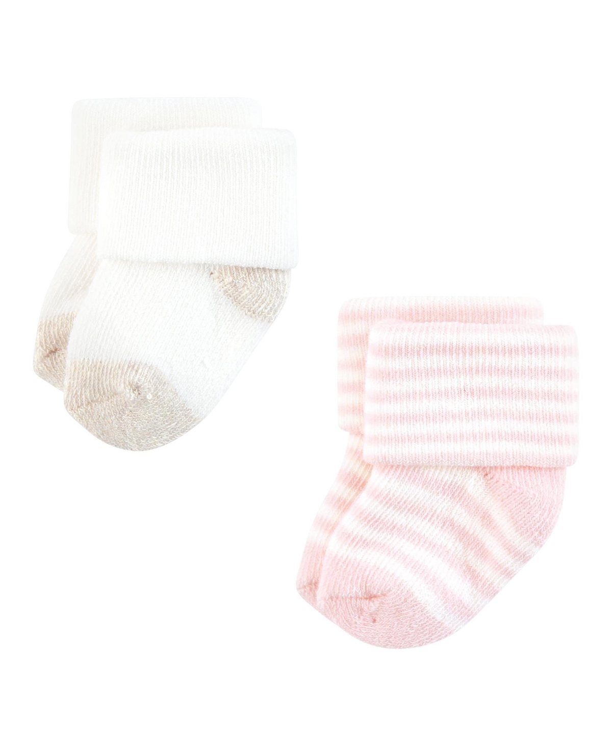 Touched by Nature Baby Girls Organic Cotton Socks, Months - Soft pink dot stripe