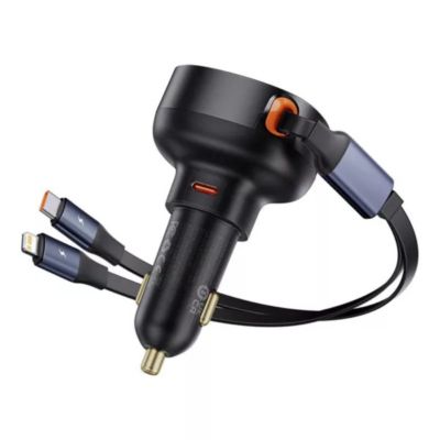 Enjoyment Pro Car Charger C + Retractable C & iP Cable 60W Cluster Black
