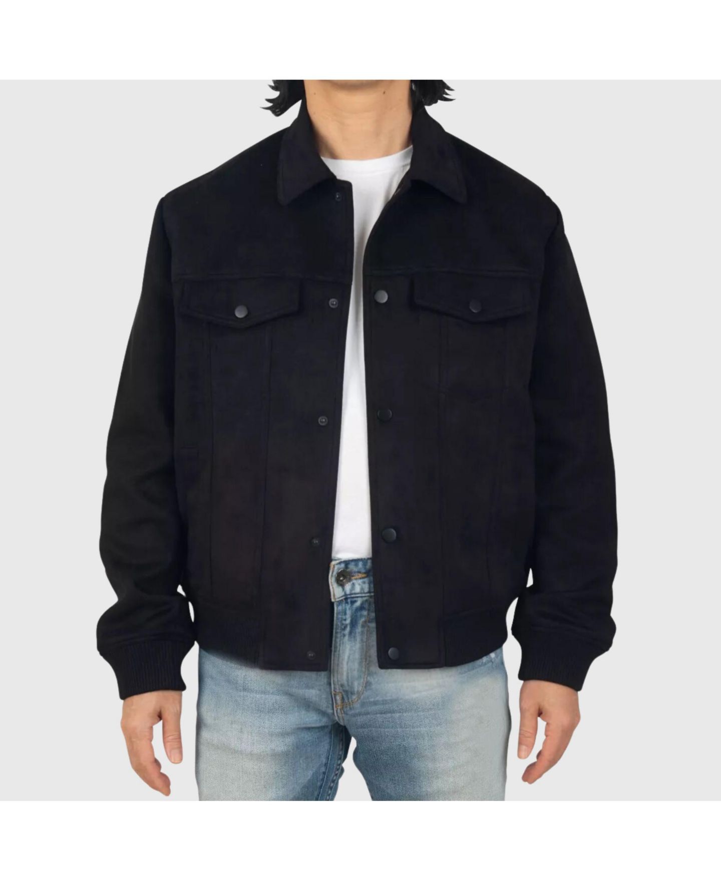 Мужская куртка Alpine Swiss Blake Suede Bomber - Lightweight Slim Fit Casual Softshell Coat with 5 Pockets, цвет: Чёрный — фото 1