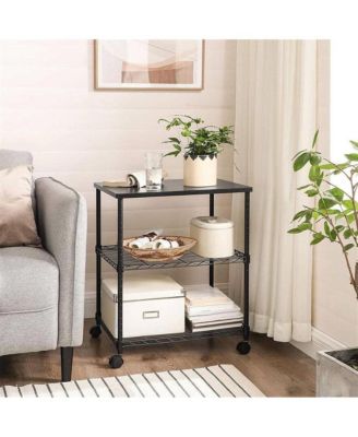 Sturdy Metal Wood Printer Stand Cart with 2-Shelves and Locking Casters