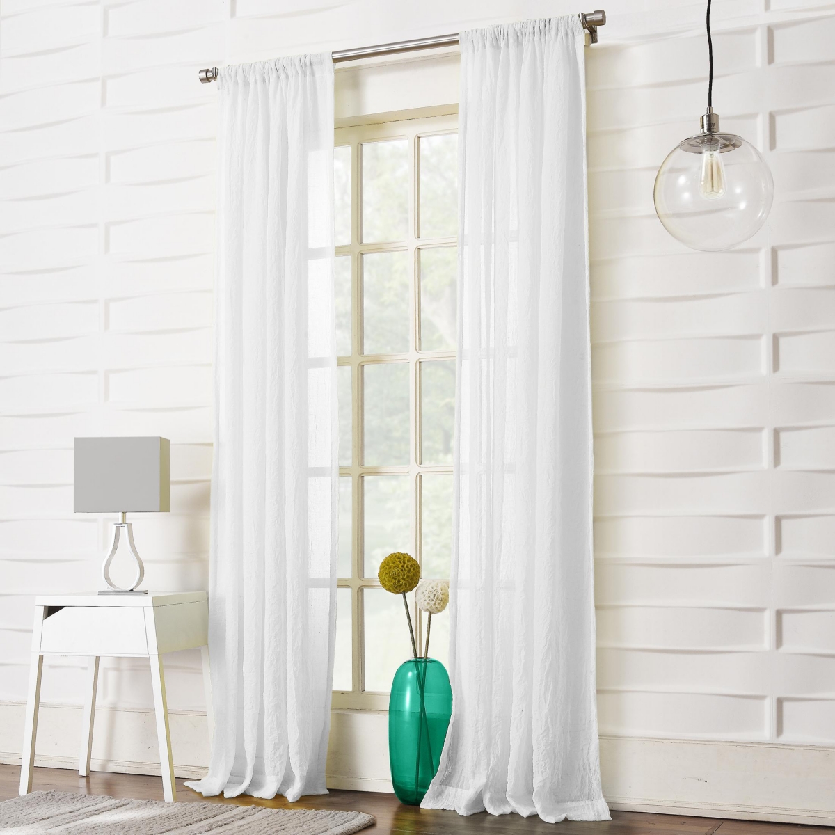 No. 918 Silvia Crushed Texture Semi-Sheer Rod Pocket Curtain Panel