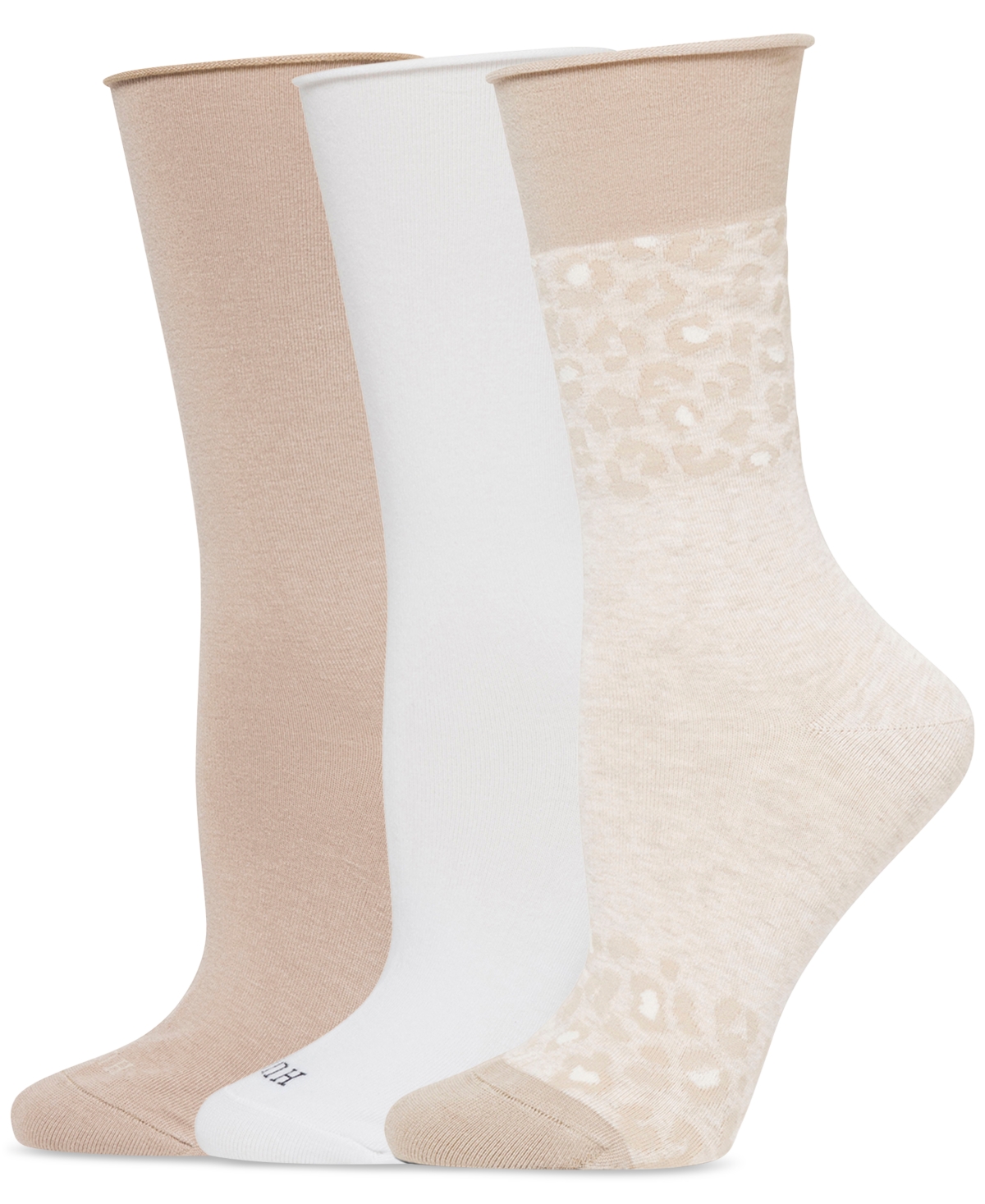Hue Women's Roll Top Socks 3-pk. In Border Leo
