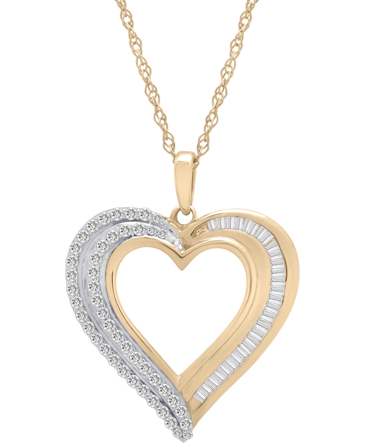 MACY'S DIAMOND HEART PENDANT 18" NECKLACE (1/2 CT. T.W.) IN 10K GOLD, EXCLUSIVELY AT MACY'S 