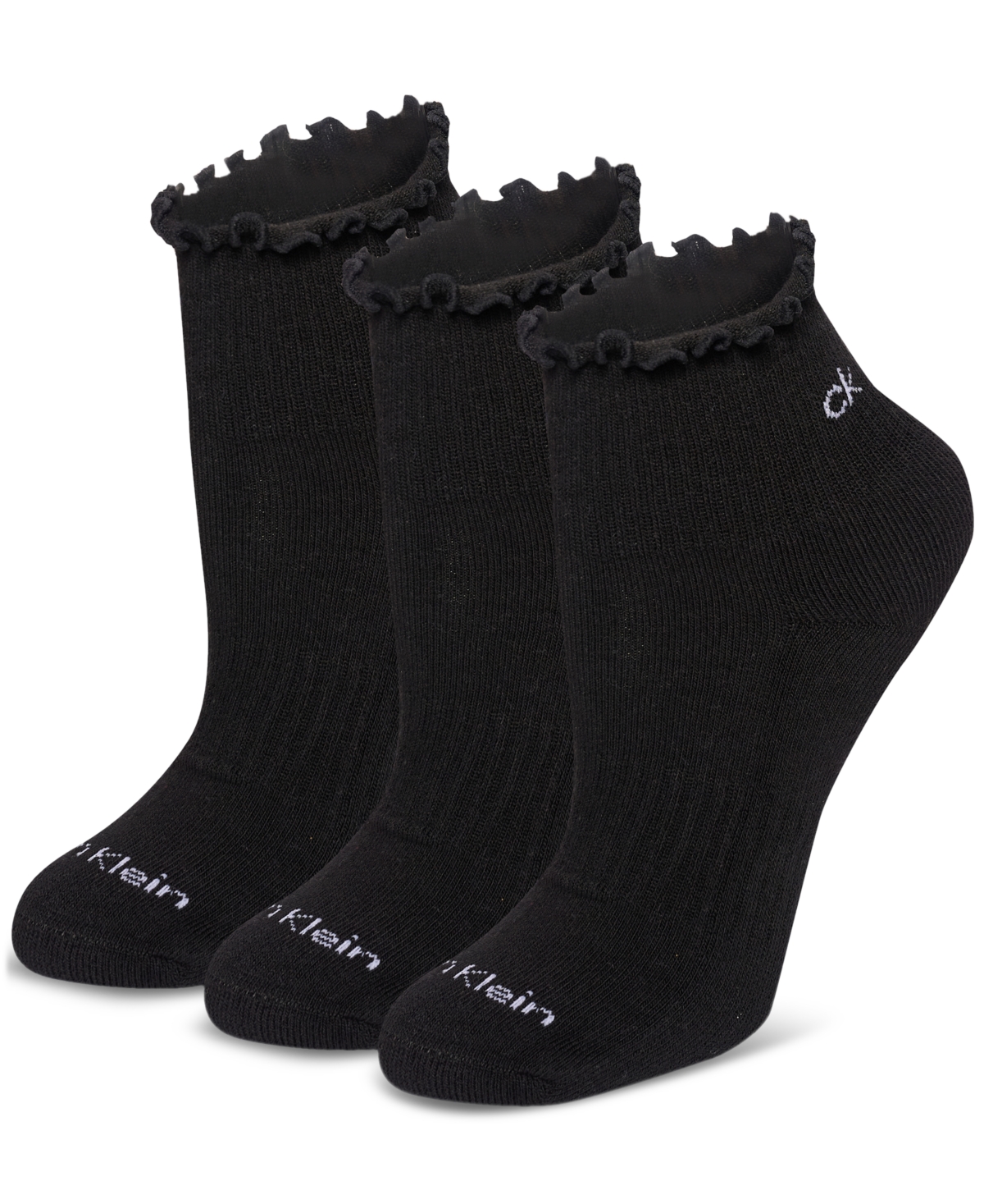 Women's 3-Pk. Ruffled Quarter Performance Socks - White
