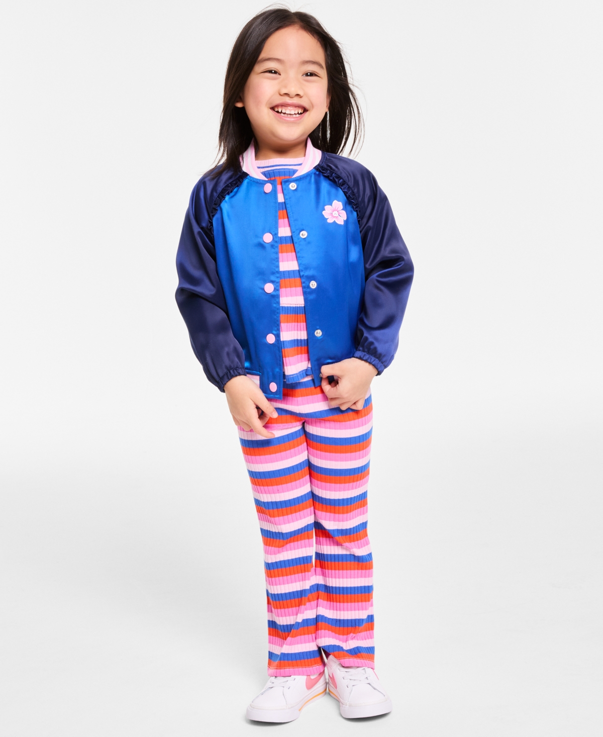 Epic Threads Toddler Girl Satin Bomber Jacket, Toddler, Exclusively At Macy's In Nautical B