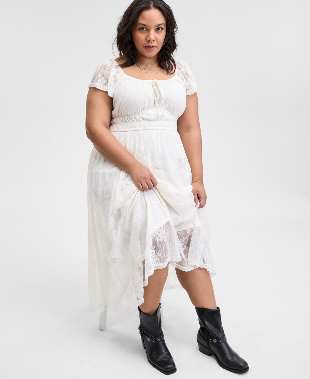 AND NOW THIS TRENDY PLUS SIZE LACE MAXI DRESS, EXCLUSIVELY AT MACY'S 