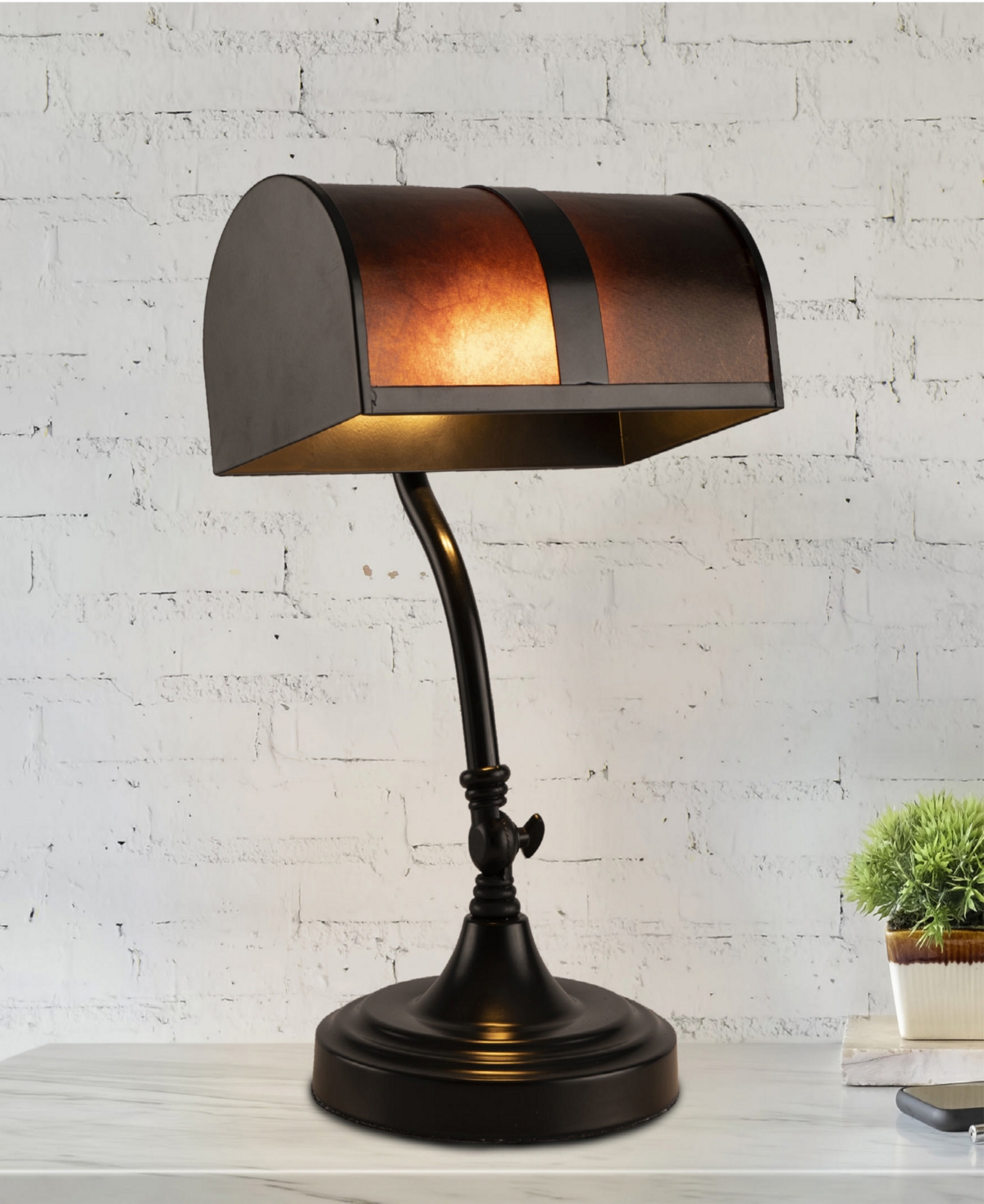 Shop Lavish Home 14" Mission Style Led Banker's Table Lamp In Black
