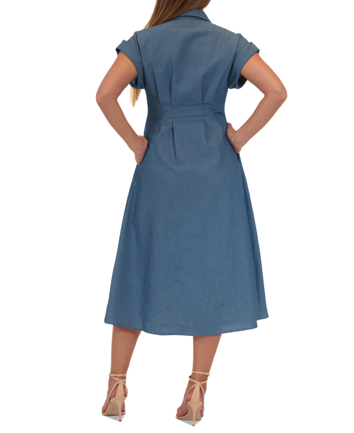 Julia Jordan Women's Button-front Short-sleeve Midi Dress In Blue